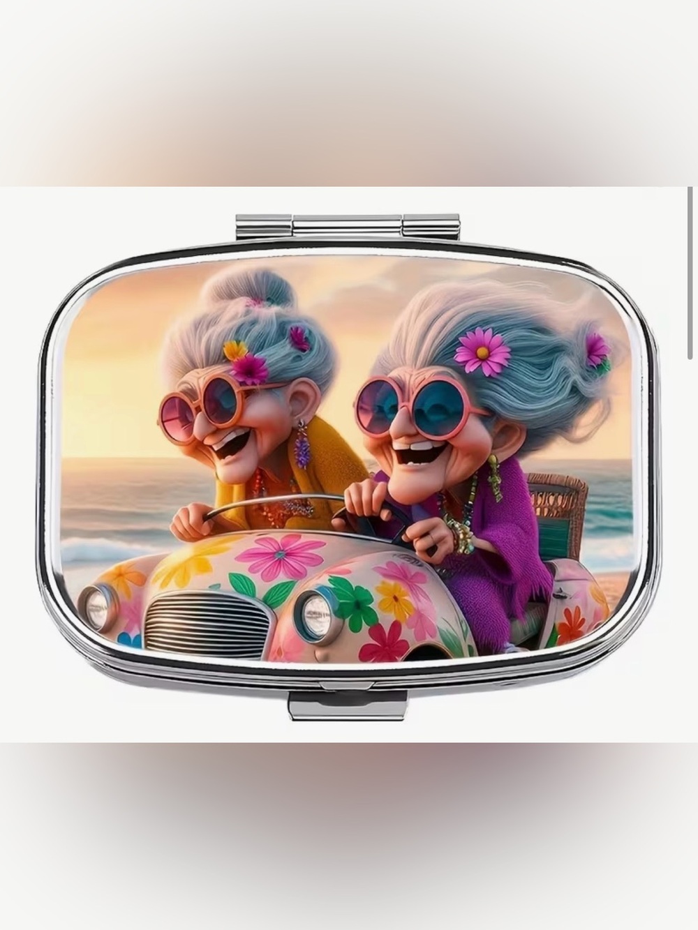 Whimsical Retro Roadtrip  - Colorful Travel Pill Box